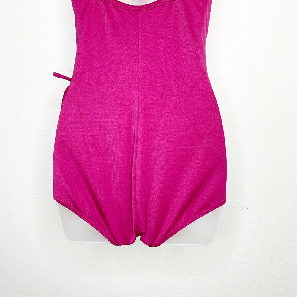 Lands' End 10 Swimsuit One Piece Ruched Raspberry - Picture 10 of 10